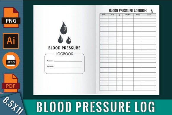 BLOOD PRESSURE LOGBOOK | BLOOD SUGAR LOG Gráfico Interiores KDP Por DS.Art