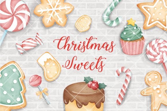 Christmas Sweet Watercolor Graphic Illustrations By mickiiz_digital_art