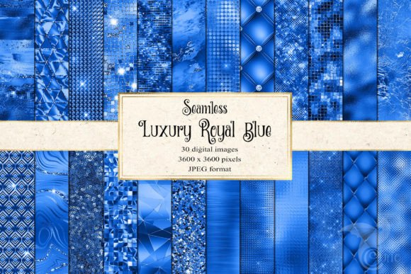 Luxury Royal Blue Digital Paper Graphic Textures By Digital Curio