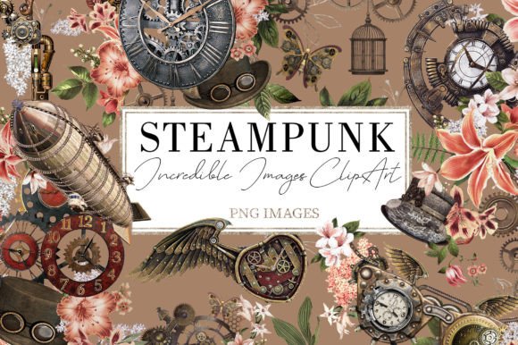 Steampunk | 70 Elements ClipArt Graphic Illustrations By luizdesigns