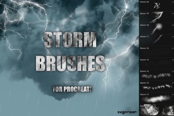 Storm and Lightning Procreate Brushes Graphic Brushes By SvgOcean