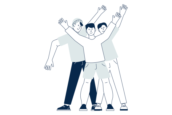 Happy Guys Together. Joyful Young Male F Graphic Illustrations By ladadikart