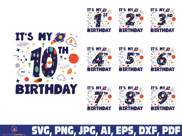 It is My Birthday Space Svg Graphic Crafts By Sofiamastery