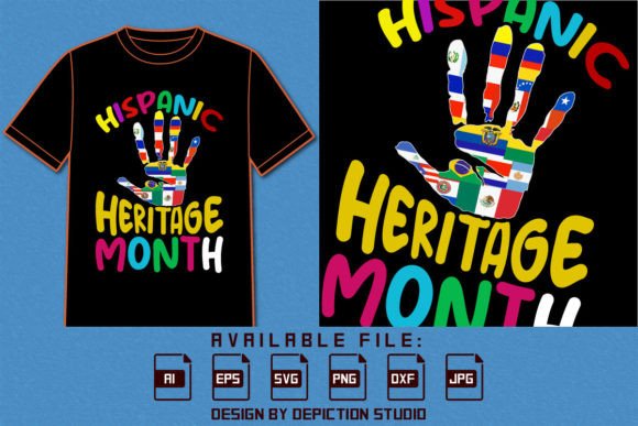 Hispanic Heritage Month Flags Hand Shirt Graphic T-shirt Designs By ABDULLAH AL MAMUN