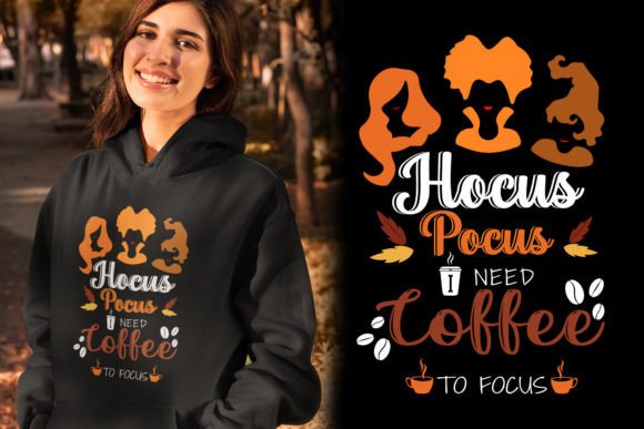 Hocus Pocus I Need Coffee to Focus Illustration Designs de T-shirts Par nusrat 87