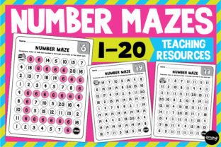 Number Mazes 1-20 | Dot the Number Mazes Graphic K By Emery Digital Studio 1