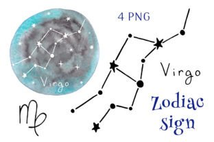 Zodiac Sign Virgo. PNG Clipart Gráfico Ilustraciones Imprimibles Por TanyaPrintDesign 1