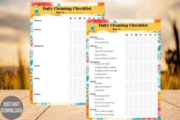 Cute Daily Cleanning Checklits Graphic Print Templates By Rainbowds