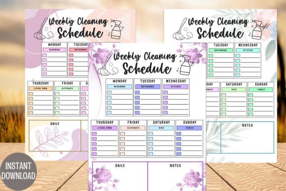 Color Weekly Cleaning Schedule Printable Grafika Szablony do Druku Przez Rainbowds