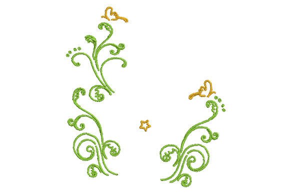 Ivy with Butterflies and Stars Borders Embroidery Design By wboonlue6