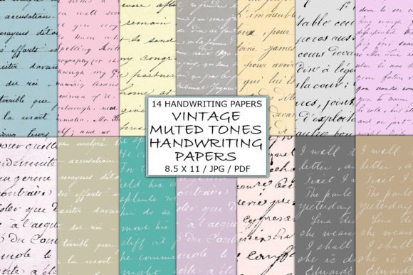 Muted Tones Handwriting Papers Grafika Tła Przez Digital Attic Studio