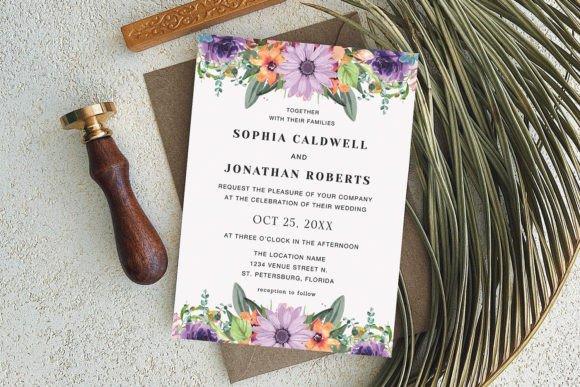 Rustic Floral Garden Wedding Invitation Graphic Print Templates By Creative Tacos