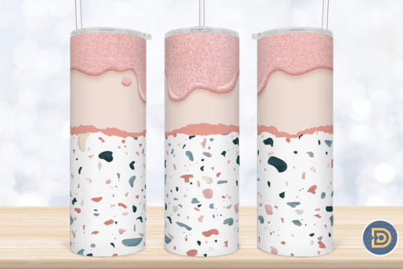 Terrazzo with Melted Love Tumbler Wrap Graphic Crafts By Drizzle Designs
