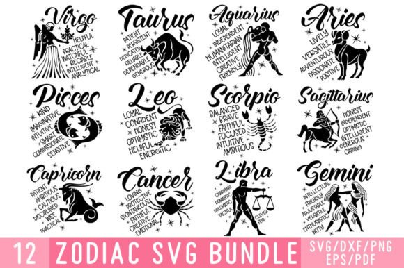 Zodiac SVG Bundle, Astrology SVG Graphic Crafts By etcify
