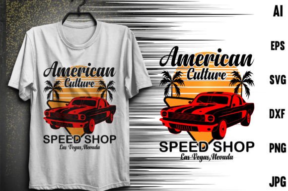 American Culture Speed Shop Afbeelding T-shirt Designs Door Design art