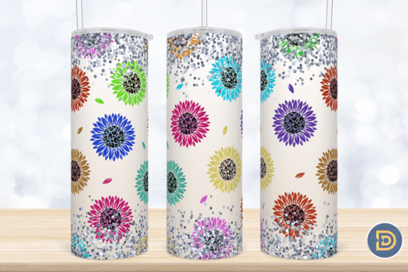 Sunflower Leopard Colorful Tumbler Wrap Graphic Crafts By Drizzle Designs