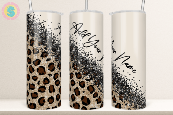 20Oz Leopard Black Glitter Tumbler Wrap Graphic Crafts By Sunshine Design