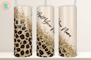 Diagonal Leopard Glitter Tumbler Wrap Gráfico Artesanato Por Sunshine Design 1