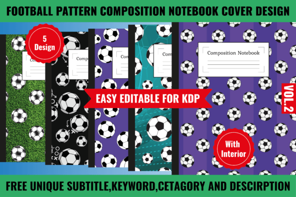 Football Pattern Composition Notebook Illustration Intérieurs KDP Par mstmahfuzakhatunshilpe
