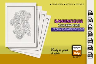 Buttercup, Ranunculus Flower Color Page Graphic Coloring Pages & Books Adults By GraphicArt 1