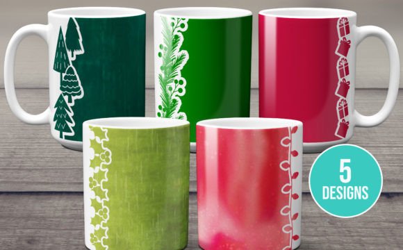 Christmas Borders Mug Wrap Template SVG Graphic Crafts By Kennie Designs