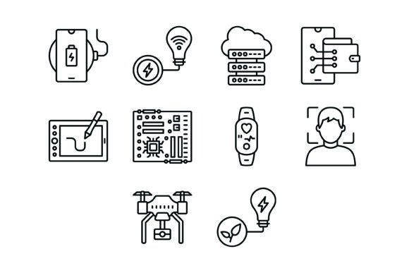 50 Technology Outline Icons Bundle Graphic Icons By Maan Icons