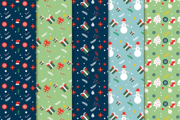 Xmas Seamless Pattern Collection Vector Graphic Graphic Templates By IftiDigital