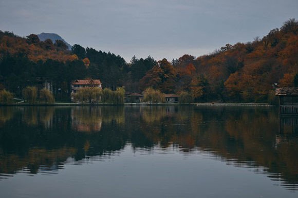 Autumn Landscape Reflected in Lake Graphic Nature By giorgadzephotography