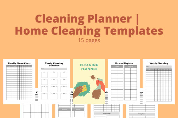 Cleaning Planner |Home Cleaning Template Graphic Print Templates By Blooming Studio