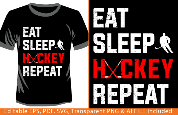 Eat Sleep Hockey Repeat T-shirt Graphic T-shirt Designs By tarekarts99
