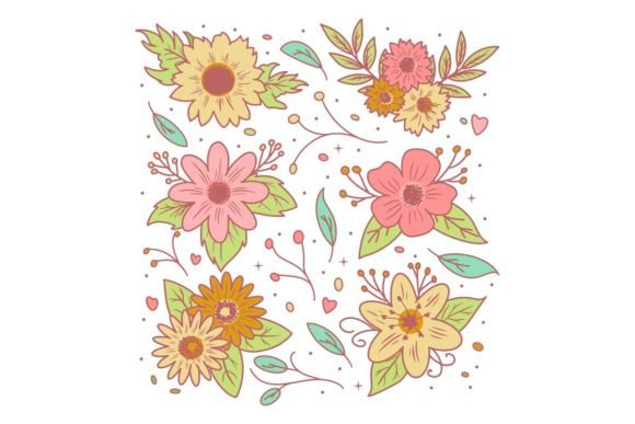Hand Drawn Floral Decorative Elements Graphic Illustrations By wawadzgn