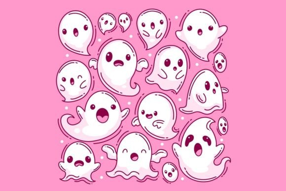 Hand-drawn Halloween Ghost Collection Graphic Illustrations By wawadzgn