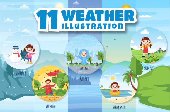 11 Types of Weather Conditions Design Graphic Illustrations By denayunecf