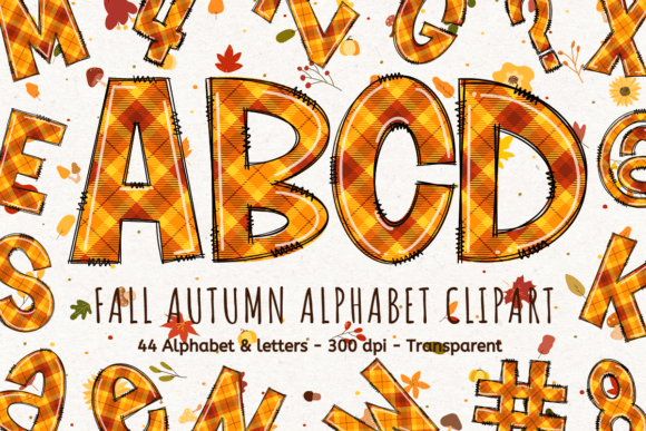 Fall Aumtumn Alphanet Letters Set 1 Graphic Illustrations By LadyAndBuns