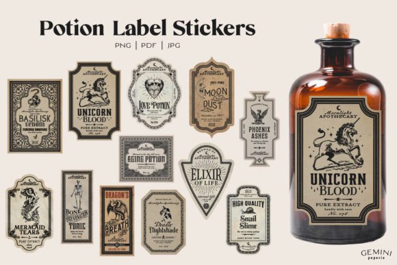 Potion Label | Halloween Potion Labels Gráfico Plantillas de Impresión Por geminipaperie