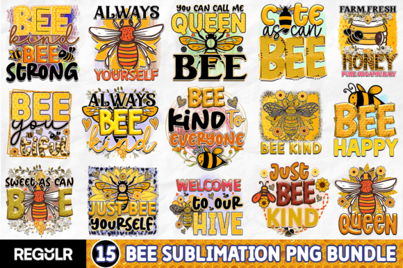 Bee Sublimation Bundle Gráfico Artesanato Por Regulrcrative