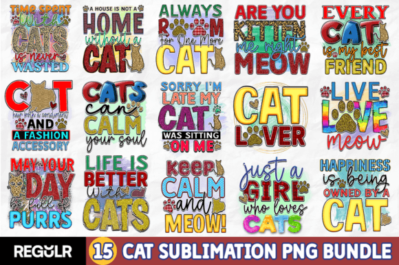 Cat Sublimation Bundle Gráfico Manualidades Por Regulrcrative