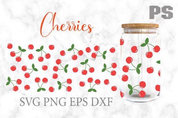 Cherries Checkered Libbey Can Glass Gráfico Manualidades Por ILukkystore