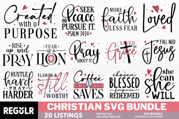 Christian Quotes SVG Bundle Graphic Crafts By Regulrcrative