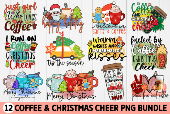 Coffee & Christmas Cheer Sublimation Bun Graphic Crafts By Regulrcrative