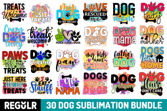 Dog Sublimation Bundle Gráfico Manualidades Por Regulrcrative