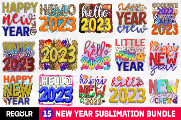 New Year Sublimation Bundle Graphic Crafts By Regulrcrative