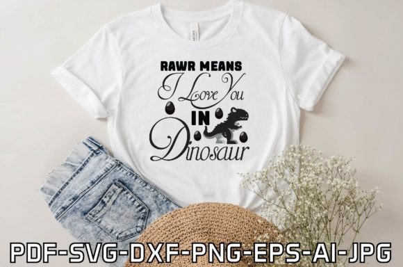 Rawr Means I Love You in Dinosaur Afbeelding T-shirt Designs Door FH Magic Studio