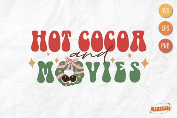 Retro Christmas Cocoa Movies Lover SVG Afbeelding T-shirt Designs Door Mintrist
