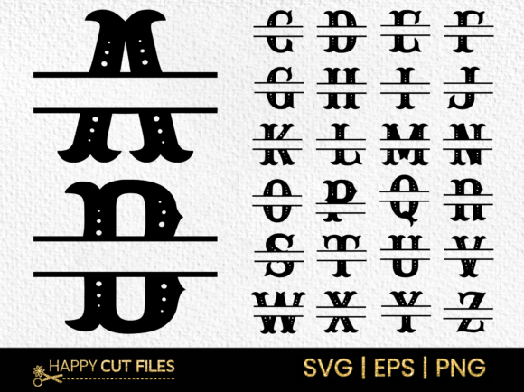Split Monogram Alphabet Letters Svg File Gráfico Manualidades Por happycutfiles