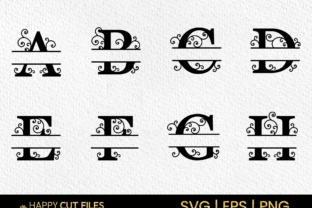 Swirl Vintage Monogram Alphabet a-Z Svg Gráfico Ilustraciones Imprimibles Por happycutfiles 2