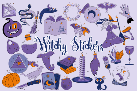 Witchy Stickers Halloween Craft-Schnittdatei Von Creative Fabrica Crafts