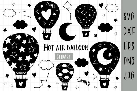 Hot Air Balloon Svg, Balloon Bundle Svg, Grafika Rękodzieła Przez Nataka