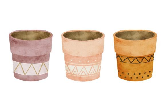 Watercolor Cute Flower Pot Graphic Illustrations By elsabenaa