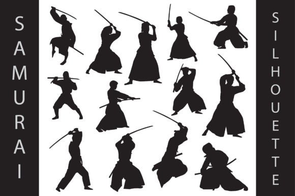 Silhouette of Samurai Graphic Illustrations By davector